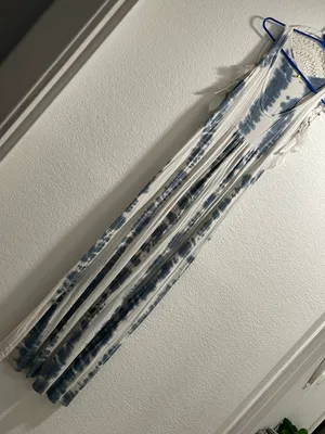 Natural Tie Dye COTTON Maxi Dress Blue/White Women's sz M Boho Style Made in CA thumbnail 7