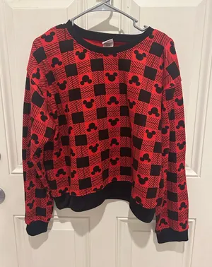 Disney Red & Black Checker Mickey Mouse Sweatshirt thumbnail 1