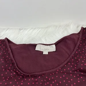 Ann Taylor Loft Top Women’s Small Burgundy Polka Dot Sleeveless Layered Ruffle thumbnail 2