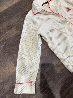 Lauren Ralph Lauren Polka Dot Button Up Pajama Long Sleeve Shirt thumbnail 2
