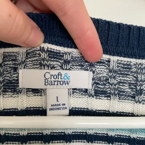 NWOT Croft & Barrow women’s blue teal striped‎ v-neck soft knit sweater large thumbnail 4