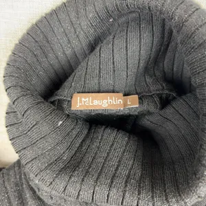 J McLaughlin Sweater Womens L Black Cotton Modal Turtleneck Button Knit Pullover thumbnail 2