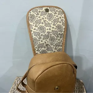 NEW Revive Vegan Backpack Handbag Tan 12” Tall Floral Zip‎ thumbnail 6