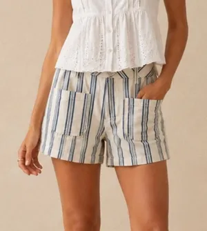 Universal Threads High Rise Striped Patch Pocket Sailor Shorts White Blue 2 thumbnail 1