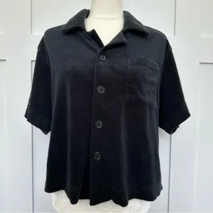 Fabletics Island Terry Cloth Boxy Button Up Shirt thumbnail 2
