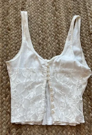 Free People Tank Lace Top white thumbnail 1