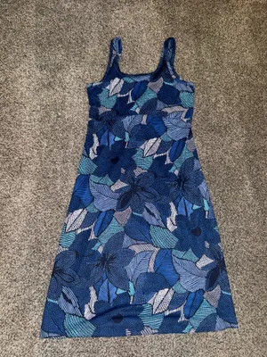 Columbia PFG Freezer III Sleeveless Athletic Dress in Blue Floral Print thumbnail 1