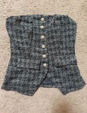 LG Black & White Tweed Top with Branded Tag thumbnail 1