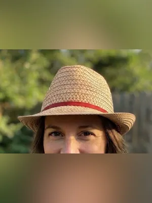 ANN TAYLOR paper straw trilby fedora pinched front red stitching size OSFA thumbnail 2