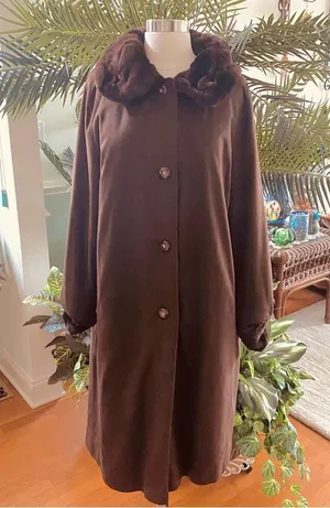 🌹Hp🌹Vintage Luxury Reversible Fur & Suede Long Coat thumbnail 4
