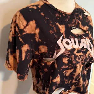 NEW Better Be women's medium black/brown distressed crop top t-shirt thumbnail 5