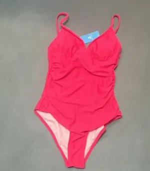 Cupshe Women's Ruched V-Neck One-Piece Swimsuit Pink Size S thumbnail 3