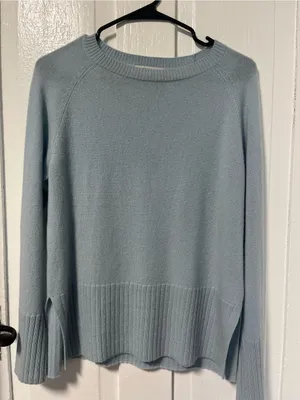 Pura Cashmere 100% Cashmere Icy Light Blue Crewneck Sweater Women’s XS thumbnail 1