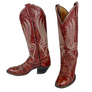 Tony Lama Gold Label Womens Western Cowgirl Boots Red Leather Sz 5 B thumbnail 5