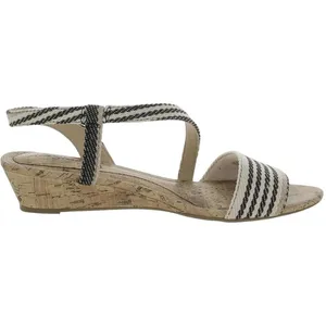 NWT Lifestride Yasmine MISMATCH PRINT Cork Wedge Sandals Natural Multi Brown 6W thumbnail 5
