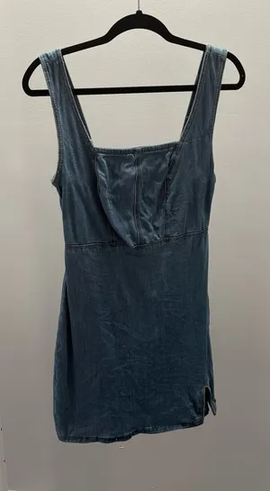 Primark Light Blue Bodycon Denim Sleeveless Dress with Slit thumbnail 1
