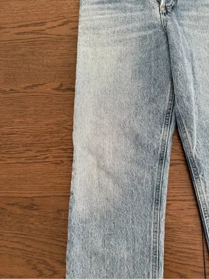 Agolde Light Blue Straight Leg High-Rise Jeans with Button-Fly thumbnail 4