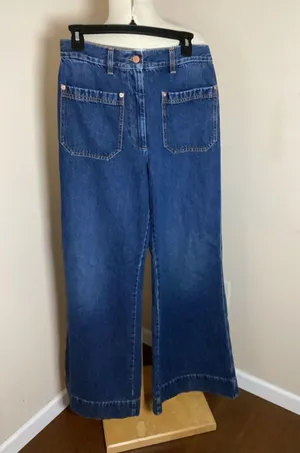 G. Label by Goop High-Rise Wide-Leg Jeans Size 28 Blue Denim thumbnail 1
