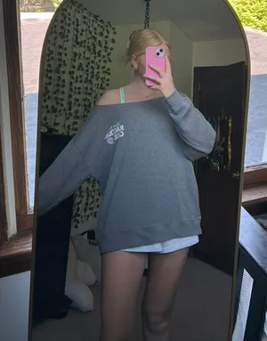 Hollister off the shoulder oversized crewneck thumbnail 1