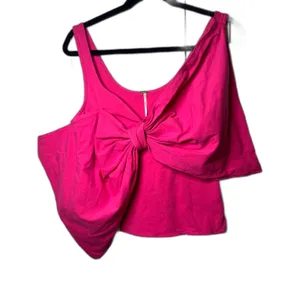 NWOT Free People Tied Up Bow Tank Phenom Pink Size XS 95% Cotton Cute!! thumbnail 3