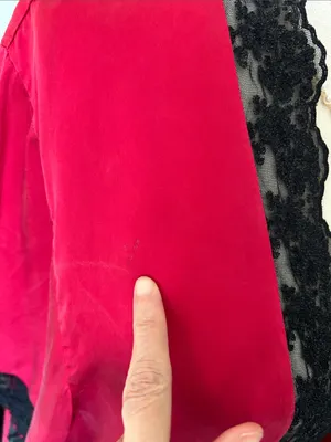 Victoria secret Vtg 80’s red silk blk lace trim short robe OS thumbnail 4