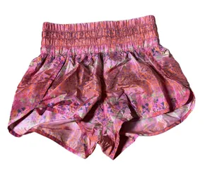 Natural Life Floral Smocked Running Shorts Womens‎ M Pink Orange Iridescent thumbnail 1