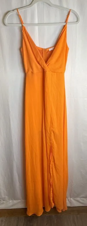 Iris Dress Orange Slip Long Dress Size Small Preowned thumbnail 1