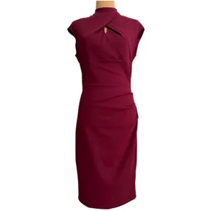 Miusol Womens Medium Burgundy Sleeveless Mock Neck Sheath Dress thumbnail 2