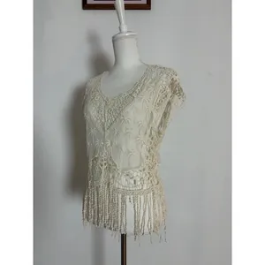 Vintage Lace Sheer Top Breeze Ever Sz Med Cover Up Tropical Beachy Vacay Festive thumbnail 3