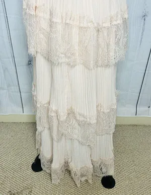 NWT Just Me Women's Pink Lace Ruffle Tiered Boho Sleeveless Pleated Dress Size M thumbnail 11