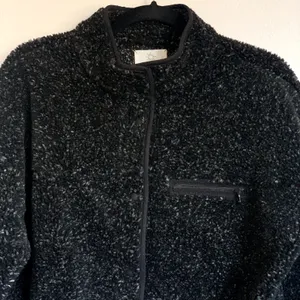 NEW Aerie Offline Sz M Snap Button Sherpa Teddy Jacket‎ in Speckled Black Gray thumbnail 4