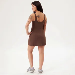 GIRLFRIEND COLLECTIVE Tommy Skort Dress In Brown thumbnail 4