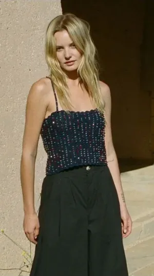 Doen Odina Navy Beaded Knit Crochet Camisole NWT sz XS thumbnail 1