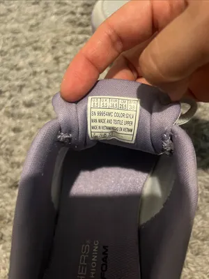 Skechers Light Gray and Lavender Lace-Up Athletic Sneakers thumbnail 2