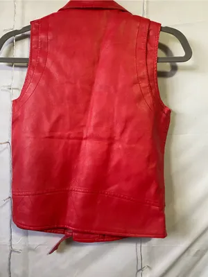 Red Faux Leather Moto Vest - Unbranded thumbnail 3