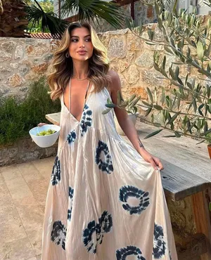 ZARA dress maxi oversize fit boho flogger prints casual summer vacation wedding thumbnail 1