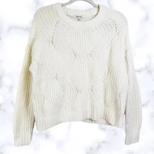 Madewell Everett Rib Play Ribbed Cable Knit Sweater Pullover Blouse Plus 2X v6x thumbnail 6