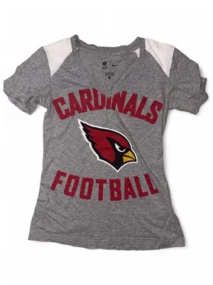NFL Gray V-Neck Cardinals Football Tee with Red Logo thumbnail 1