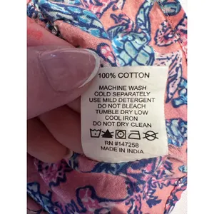 Simply Southern Pink Seahorse Print Ruffle Peplum Cotton Top Womens Medium thumbnail 8