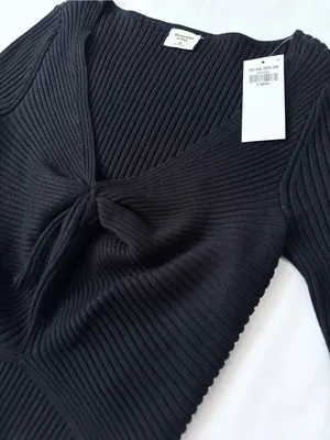 NWT Abercrombie & Fitch Twist-Front Sweater Top – Black – XS thumbnail 7