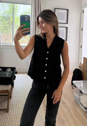Linen vest Black Size XS thumbnail 1