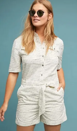 Anthropologie NWT 34°N 118°W Giana‎ Utility Romper Cream Medium thumbnail 2