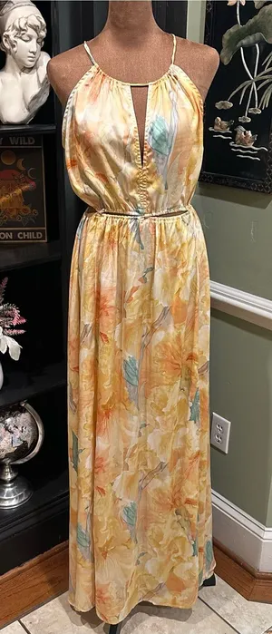 fab’rik Halter Neck Cutout Maxi Dress Multicolor Size Small thumbnail 1