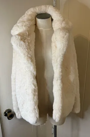 Ophelia Roe Cozy Cream Teddy Jacket - Plush Faux Fur Women's Coat Sz M thumbnail 1