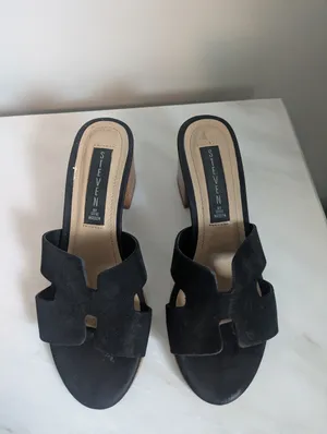 Steve Madden Fuiji Block Heel Mule Sandals Black 6.5 thumbnail 2
