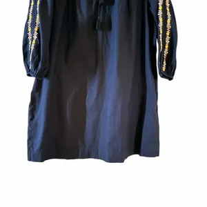 Madewell Embroidered Shift Dress Black Floral Pockets Boho Artisan SZ L #2615 thumbnail 9