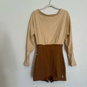 Nwot Free People Fp Movement Camel Guiding Light Layered Shortsie Romper Shorts thumbnail 5