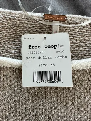 Free People XS Oversized Knit Pullover Sweater Beige Cream NWT thumbnail 4