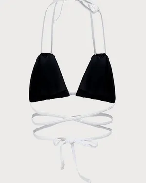 Berlook Contrast Triangle Halter Bikini Top and Contrast Tie Bikini Bottom thumbnail 10