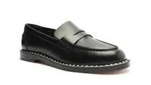 New SCHUTZ 8.5 Loafer Penny Flat Slip On Studded Leather Womens Black Leather thumbnail 3